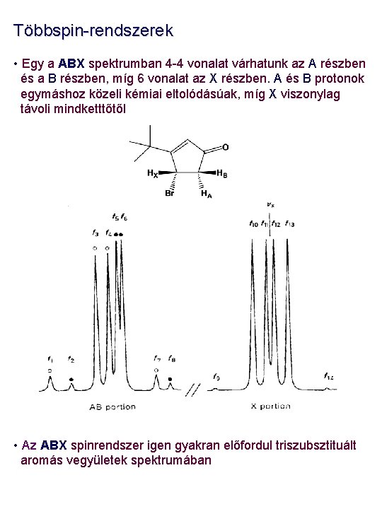 Többspin-rendszerek • Egy a ABX spektrumban 4 -4 vonalat várhatunk az A részben és