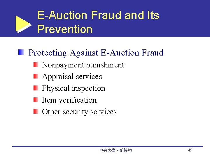 E-Auction Fraud and Its Prevention Protecting Against E-Auction Fraud Nonpayment punishment Appraisal services Physical