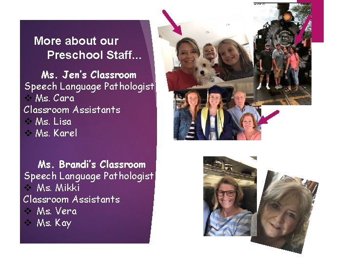 More about our Preschool Staff. . . Ms. Jen’s Classroom Speech Language Pathologist v