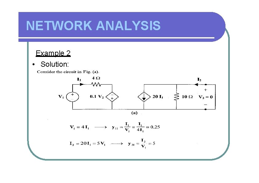NETWORK ANALYSIS Example 2 • Solution: 