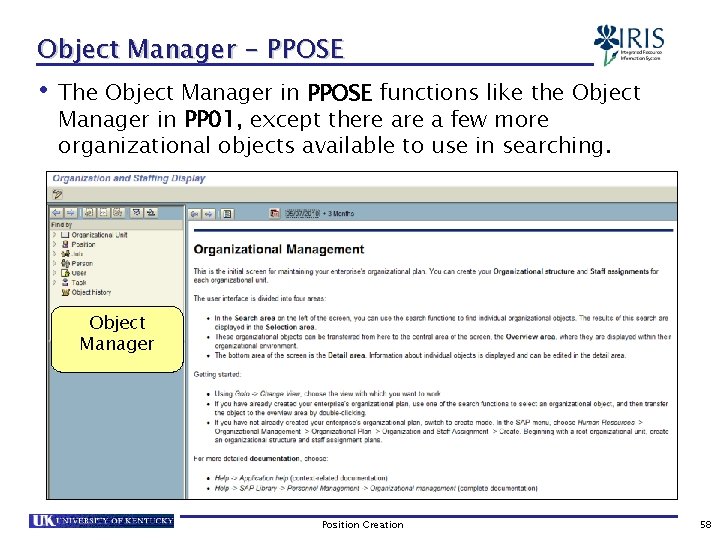 Object Manager - PPOSE • The Object Manager in PPOSE functions like the Object