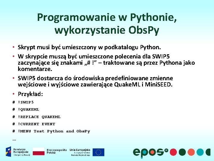 Programowanie w Pythonie, wykorzystanie Obs. Py • Skrypt musi być umieszczony w podkatalogu Python.