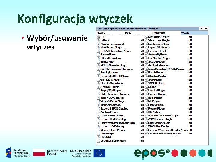 Konfiguracja wtyczek • Wybór/usuwanie wtyczek 