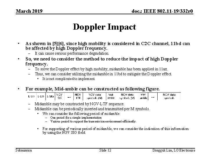 March 2019 doc. : IEEE 802. 11 -19/332 r 0 Doppler Impact • As