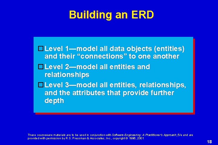 Building an ERD Level 1—model all data objects (entities) and their “connections” to one Building an ERD Level 1—model all data objects (entities) and their “connections” to one