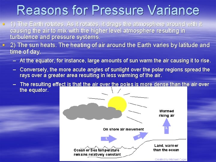 Reasons for Pressure Variance § 1) The Earth rotates. As it rotates, it drags