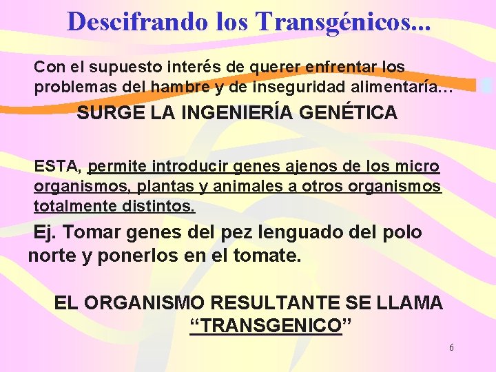 Descifrando los Transgénicos. . . Con el supuesto interés de querer enfrentar los problemas