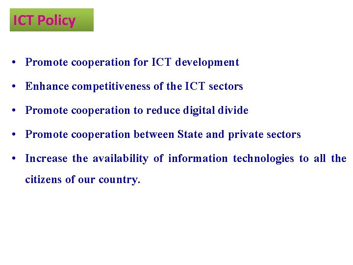 Ict Policy Development Brief about Myanmar Brief on Telecom Sector Function