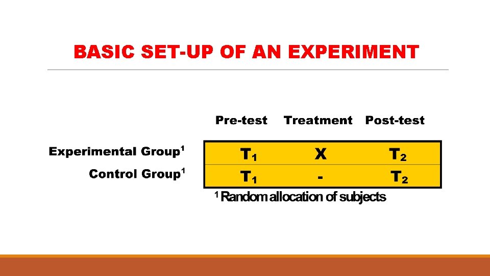 BASIC SET-UP OF AN EXPERIMENT 