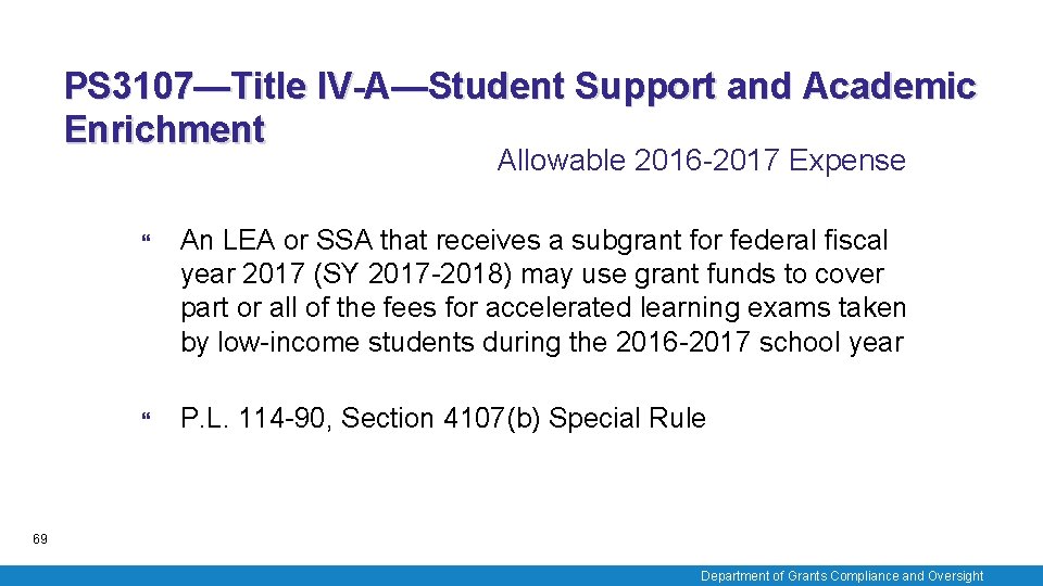 PS 3107—Title IV-A—Student Support and Academic Enrichment Allowable 2016 -2017 Expense An LEA or