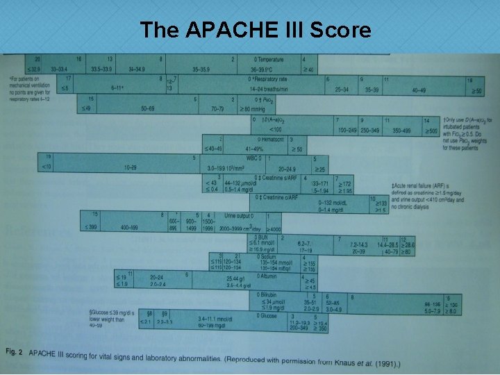 The APACHE III Score 