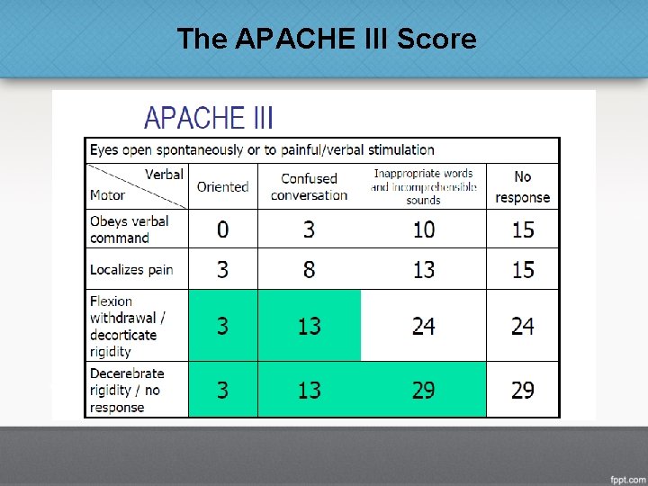 The APACHE III Score 