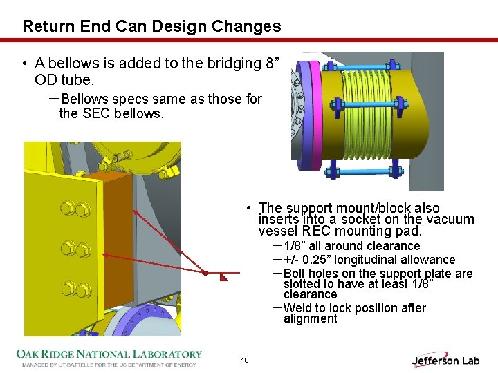 Return End Can Design Changes • A bellows is added to the bridging 8”