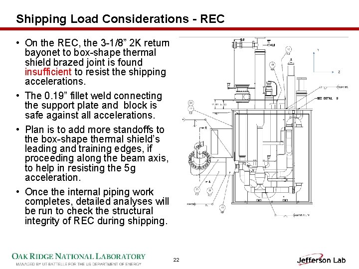 Shipping Load Considerations - REC • On the REC, the 3 -1/8” 2 K