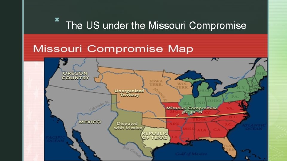 z The US under the Missouri Compromise 