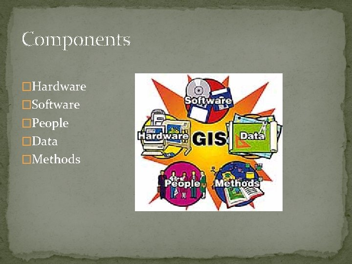 Components �Hardware �Software �People �Data �Methods 