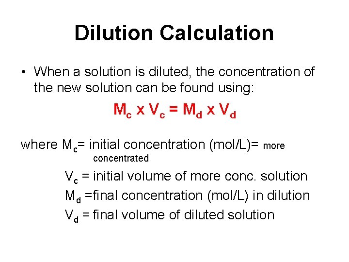 Concentrations Of Solutions Behavior Of Solutions Depend On