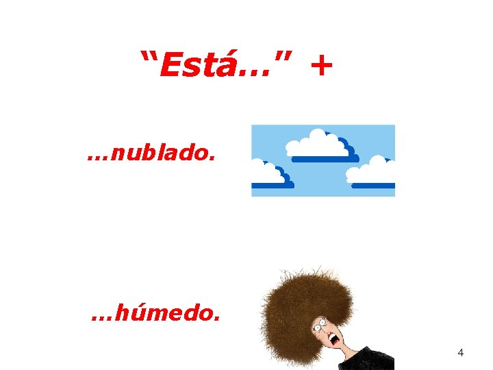 “Está…” + …nublado. …húmedo. 4 