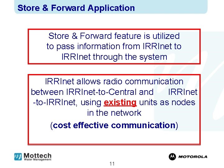 Store & Forward Application Store & Forward feature is utilized to pass information from