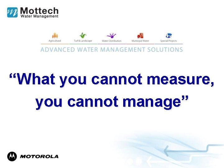 “What you cannot measure, you. Company cannot manage” Presentation 2010 