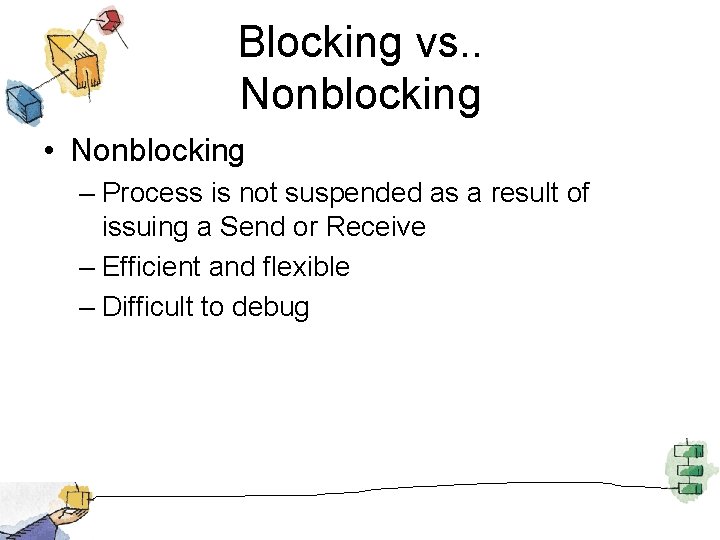 Blocking vs. . Nonblocking • Nonblocking – Process is not suspended as a result