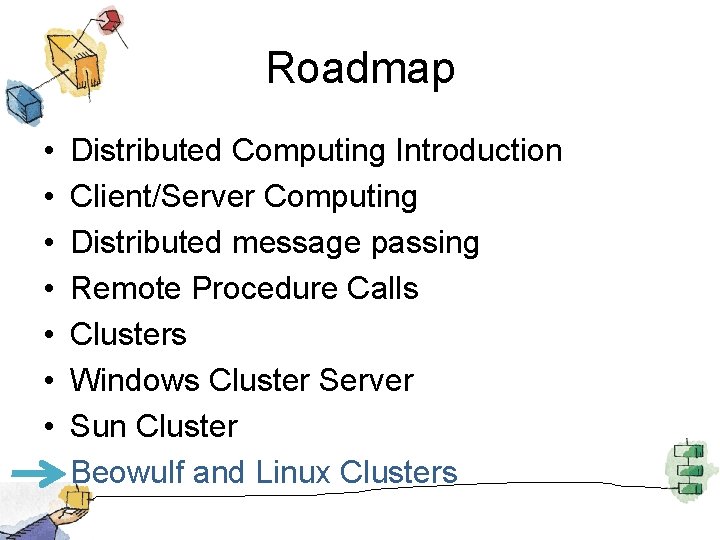 Roadmap • • Distributed Computing Introduction Client/Server Computing Distributed message passing Remote Procedure Calls