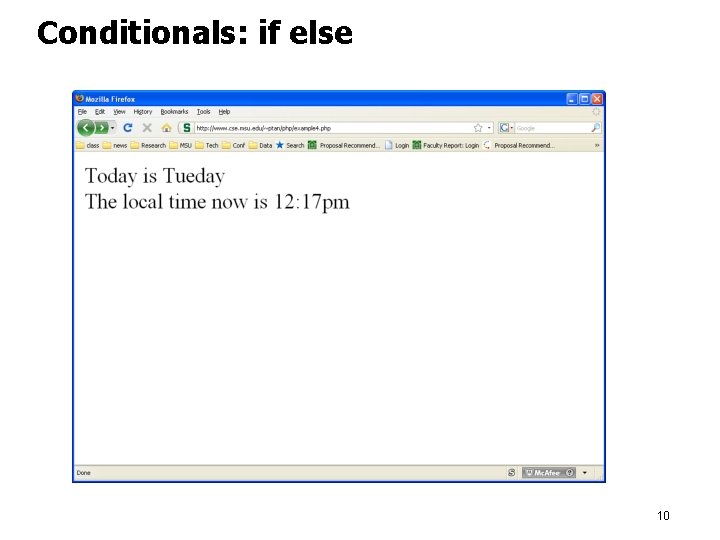 Conditionals: if else 10 