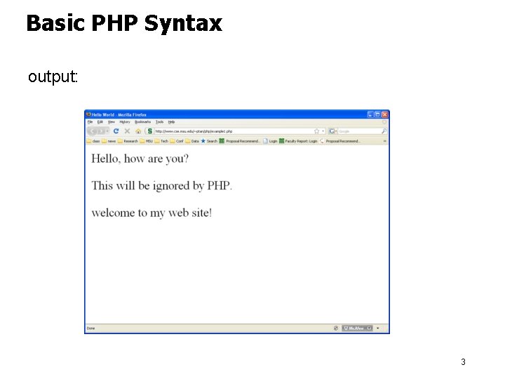 Basic PHP Syntax output: 3 