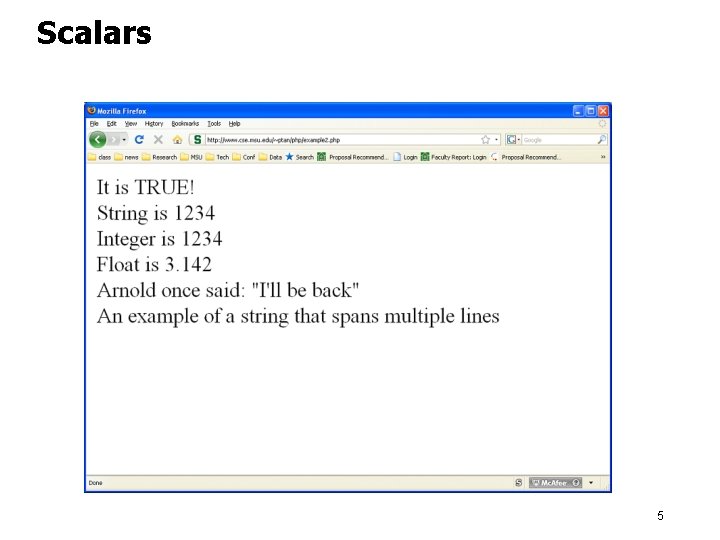 Scalars 5 