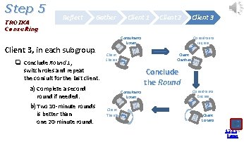 Reflect Gather Client Shares 2 switch roles and repeat the consult for the last Reflect Gather Client Shares 2 switch roles and repeat the consult for the last