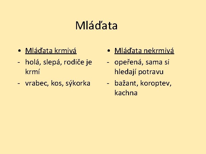 Mláďata • Mláďata krmivá - holá, slepá, rodiče je krmí - vrabec, kos, sýkorka