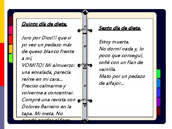 Quinto día de dieta. Juro por Dios!!! que si yo veo un pedazo más