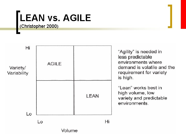 LEAN vs. AGILE (Christopher 2000) 