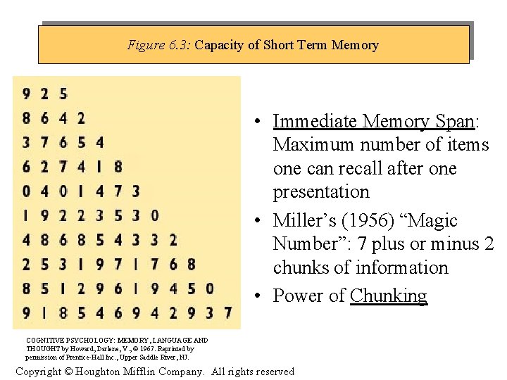 Figure 6. 3: Capacity of Short Term Memory • Immediate Memory Span: Maximum number