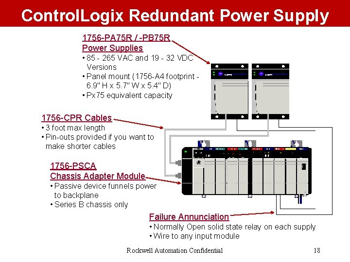 Control. Logix Redundant Power Supply 1756 -PA 75 R / -PB 75 R Power