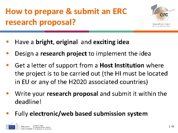 How to prepare & submit an ERC research proposal? Have a bright, original and