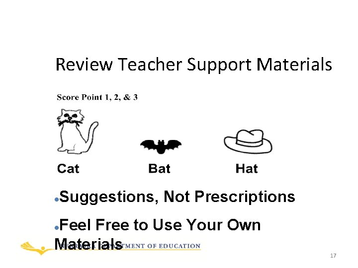 Review Teacher Support Materials Suggestions, Not Prescriptions l Feel Free to Use Your Own