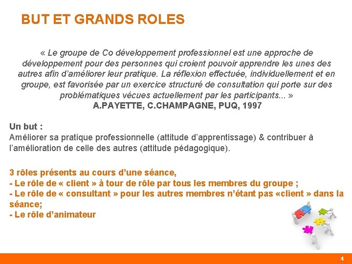 BUT ET GRANDS ROLES « Le groupe de Co développement professionnel est une approche