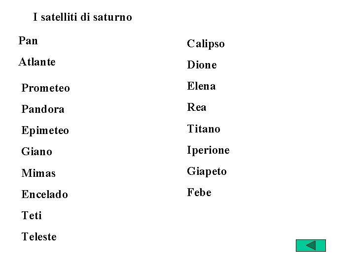 I satelliti di saturno Pan Calipso Atlante Dione Prometeo Elena Pandora Rea Epimeteo Titano