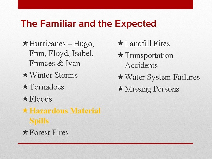 The Familiar and the Expected « Hurricanes – Hugo, Fran, Floyd, Isabel, Frances &