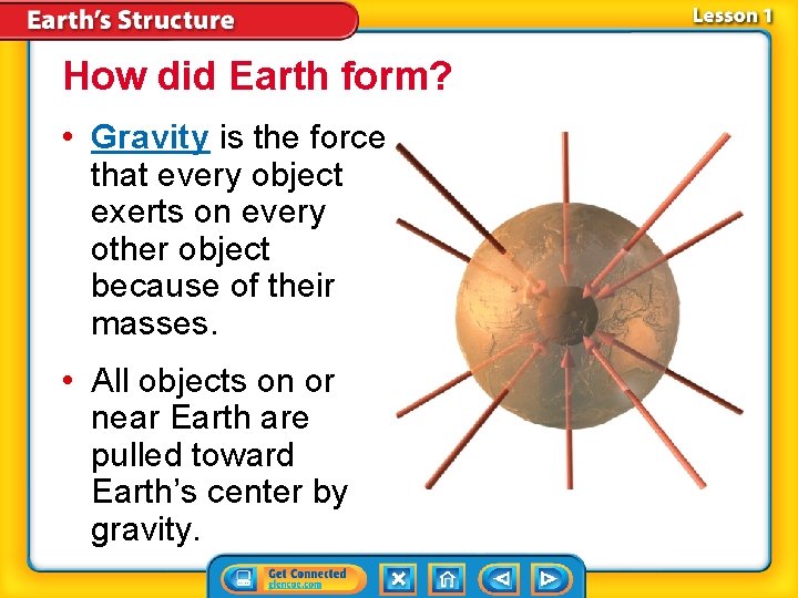 How did Earth form? • Gravity is the force that every object exerts on How did Earth form? • Gravity is the force that every object exerts on