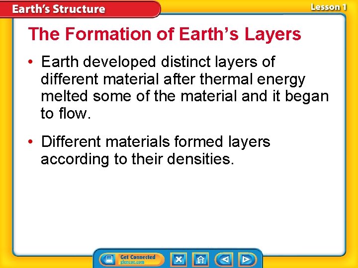 The Formation of Earth’s Layers • Earth developed distinct layers of different material after The Formation of Earth’s Layers • Earth developed distinct layers of different material after