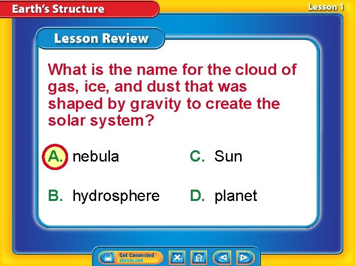 What is the name for the cloud of gas, ice, and dust that was What is the name for the cloud of gas, ice, and dust that was