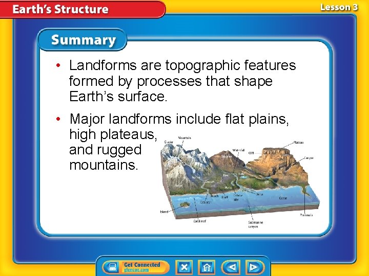 • Landforms are topographic features formed by processes that shape Earth’s surface. • • Landforms are topographic features formed by processes that shape Earth’s surface. •