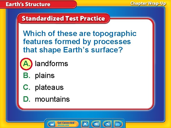 Which of these are topographic features formed by processes that shape Earth’s surface? A. Which of these are topographic features formed by processes that shape Earth’s surface? A.