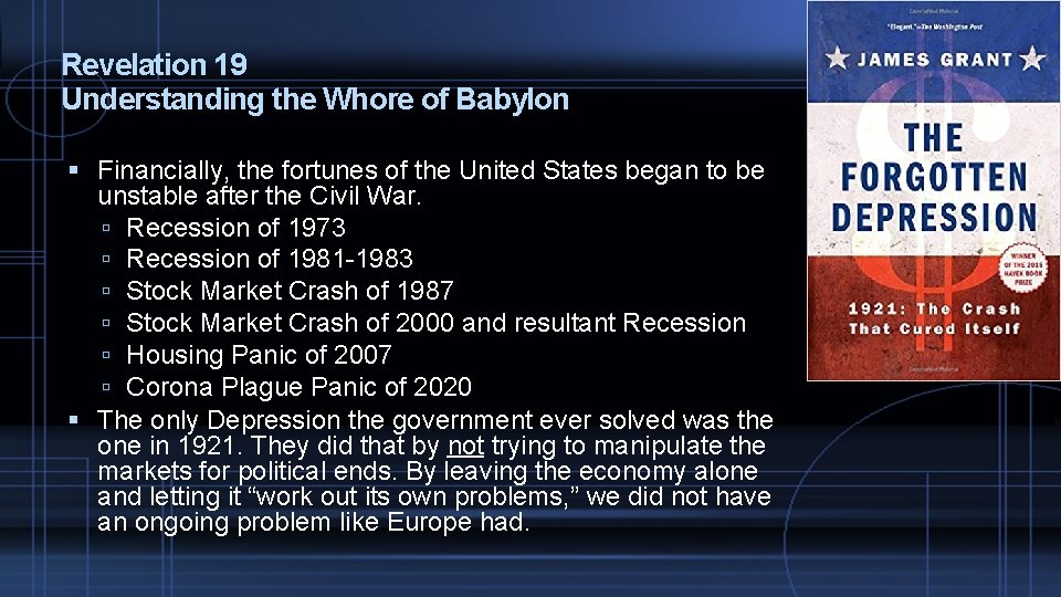 Revelation 19 Understanding the Whore of Babylon Financially, the fortunes of the United States