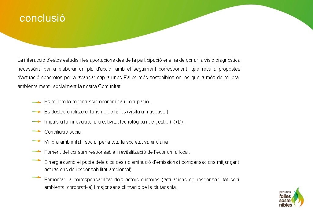 conclusió La interacció d'estos estudis i les aportacions de la participació ens ha de