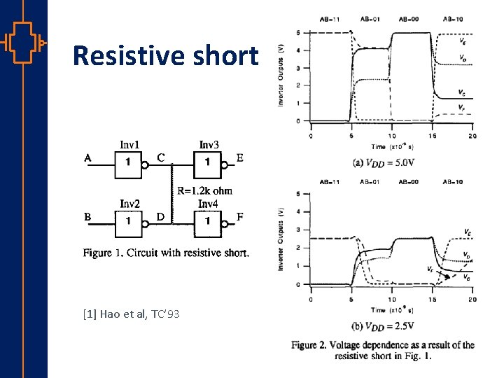 Resistive short st Robu Low er Pow VLSI [1] Hao et al, TC’ 93