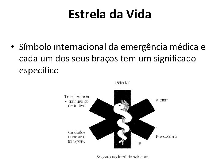 Estrela da Vida • Símbolo internacional da emergência médica e cada um dos seus