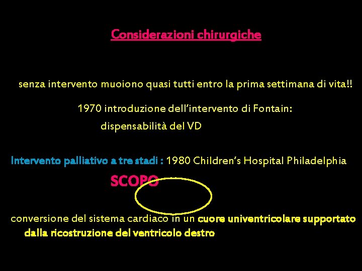 Considerazioni chirurgiche senza intervento muoiono quasi tutti entro la prima settimana di vita!! 1970